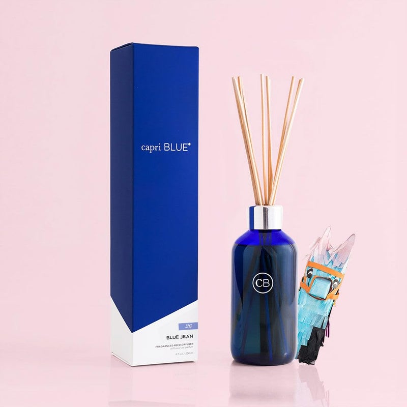 Capri Blue Blue Jean Reed Diffuser Set - Includes Reed Diffuser Sticks, Fragrance Oil, and Glass Bottle - Luxury Scented Room Fresheners - Cobalt Blue (8 fl oz) - Image 3